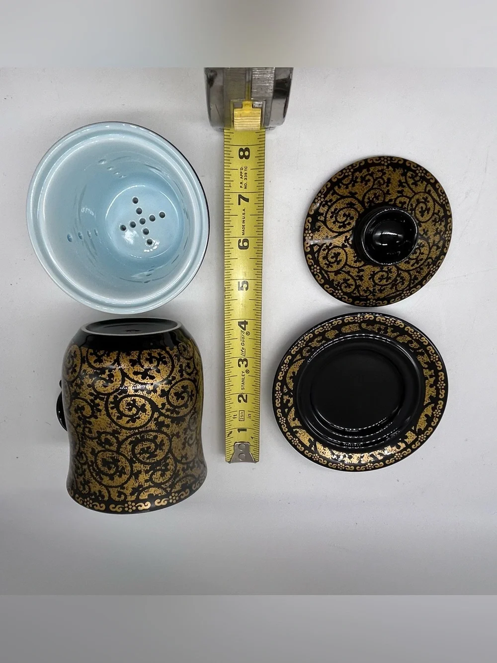 NEW Chinese Tea Cup Diffuser Set Gzhengfu Black Gold